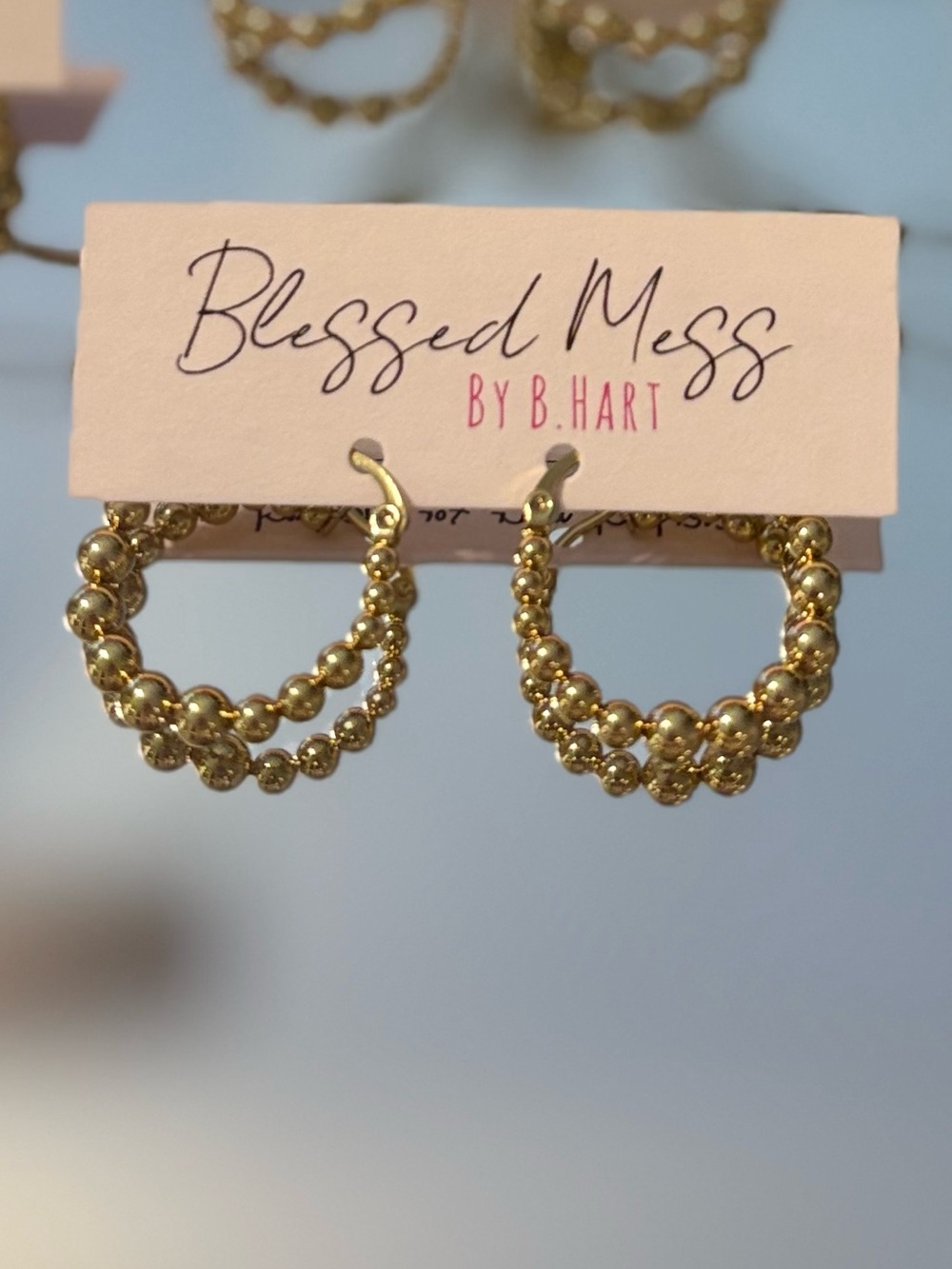 Blessed Mess By B. Hart No Turn Gold Beaded Hoop Earrings